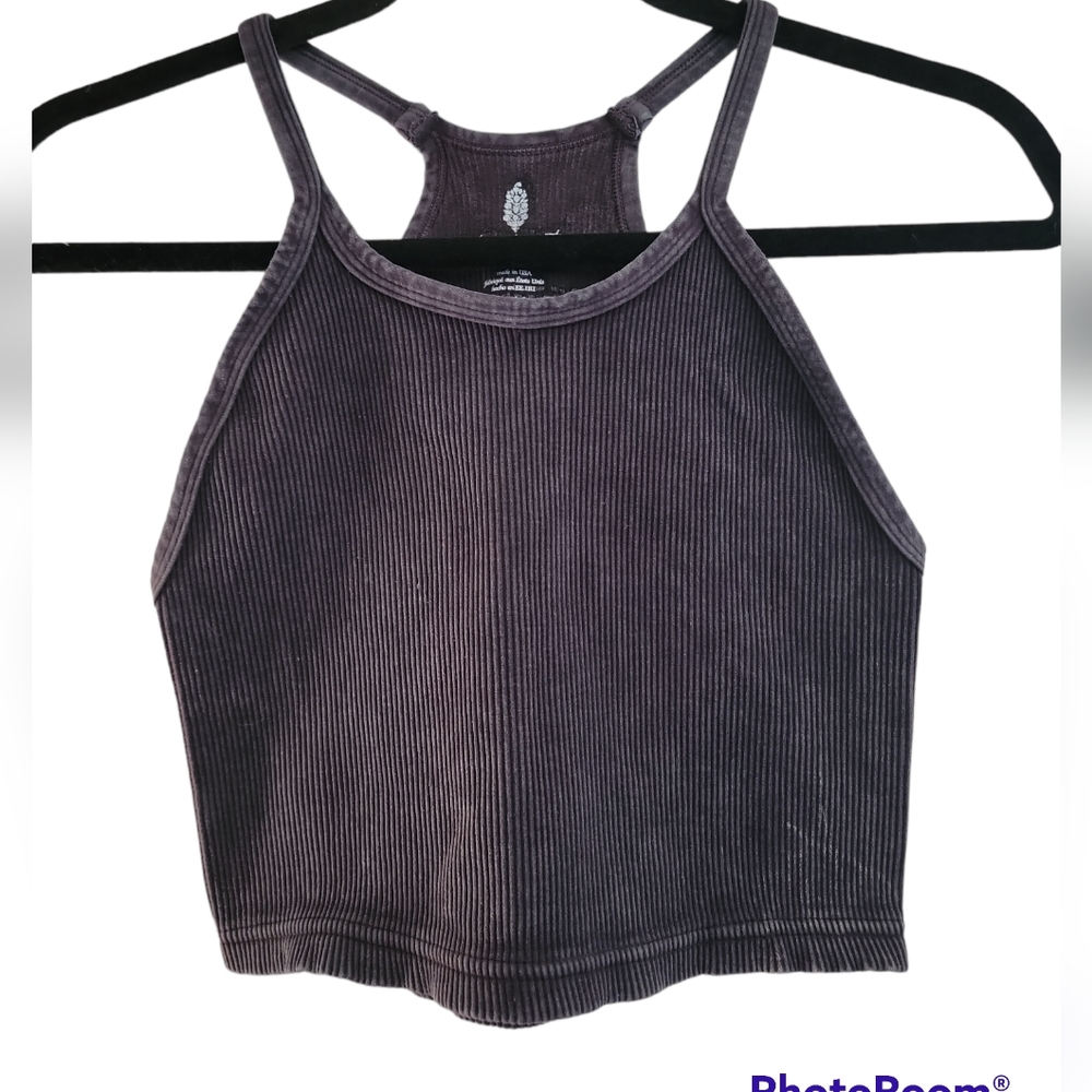 FP Movement by Free People Happiness Runs Crop Tank Washed Black Sz M/L - Picture 2 of 5